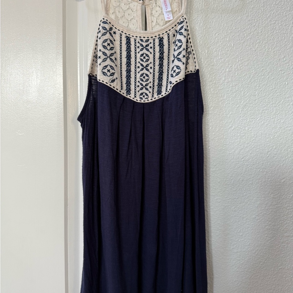 Navy and Cream Embroidered top